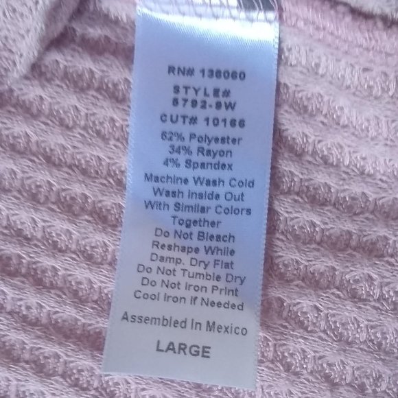 Project Social T Light Pink Long Sleeve Waffle Knit Shirt sz L - Picture 5 of 5